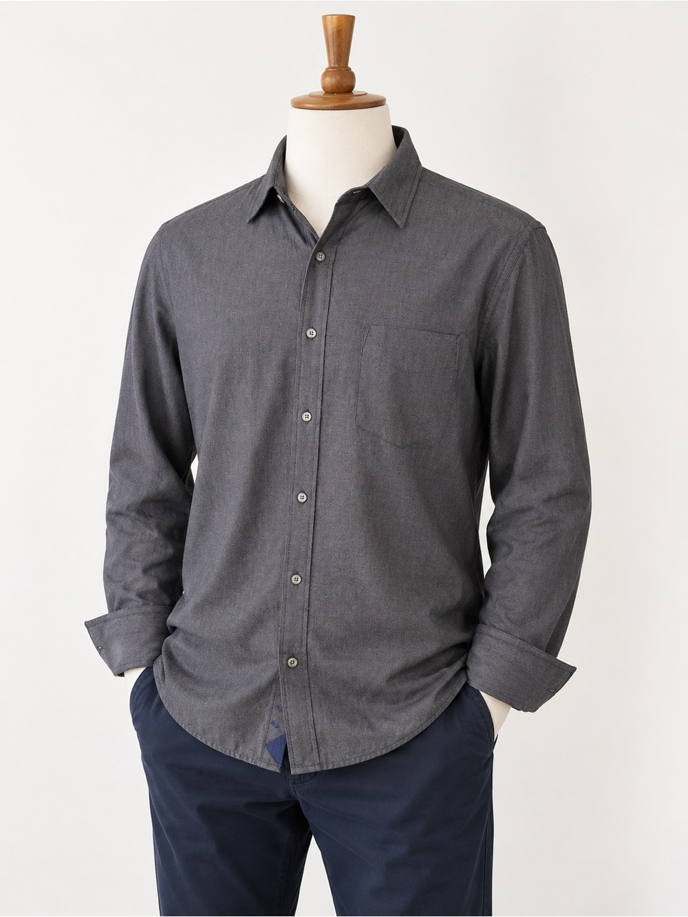 UNTUCKit Men's Button-Down Shirt in Charcoal Gray